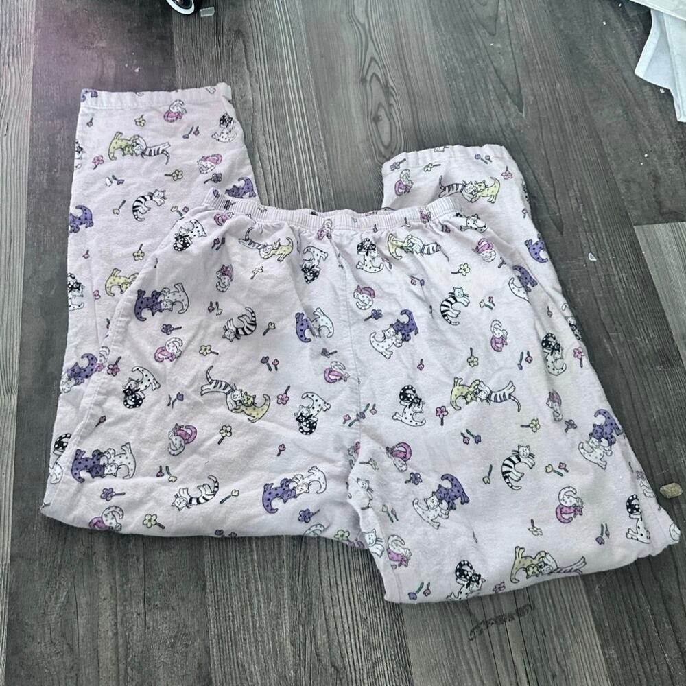 no brand vintage cat patterned pink pajama pants